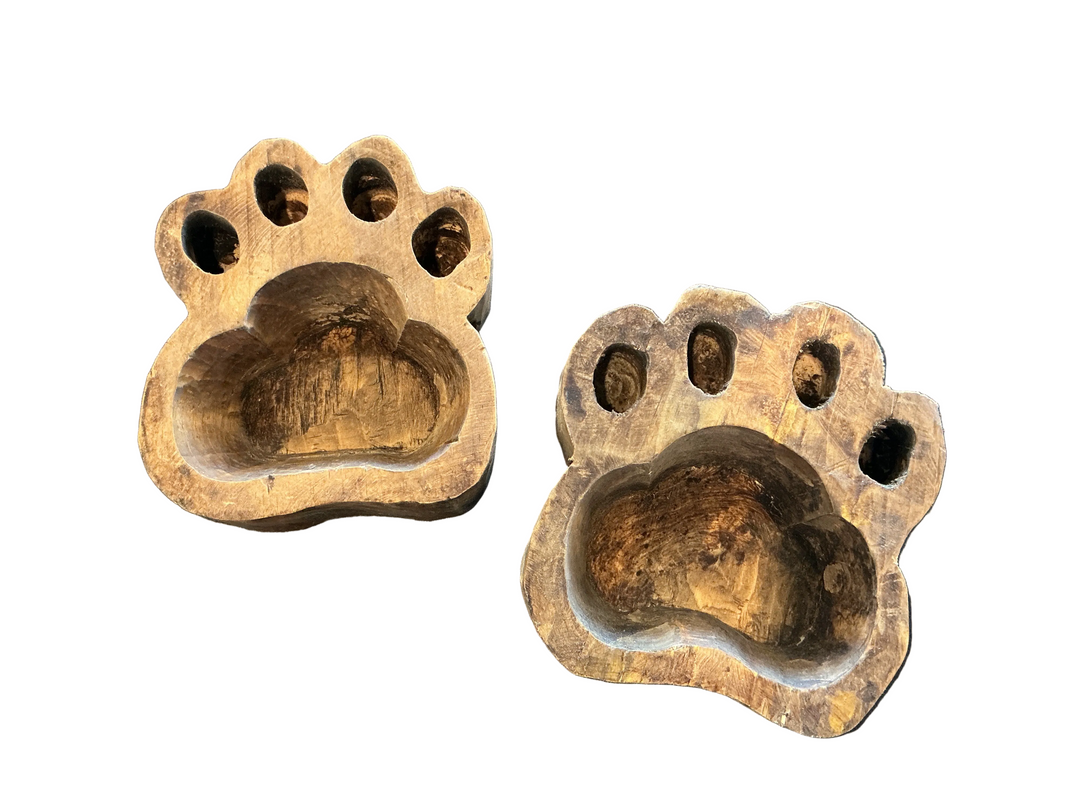 Small paw print wood bowl