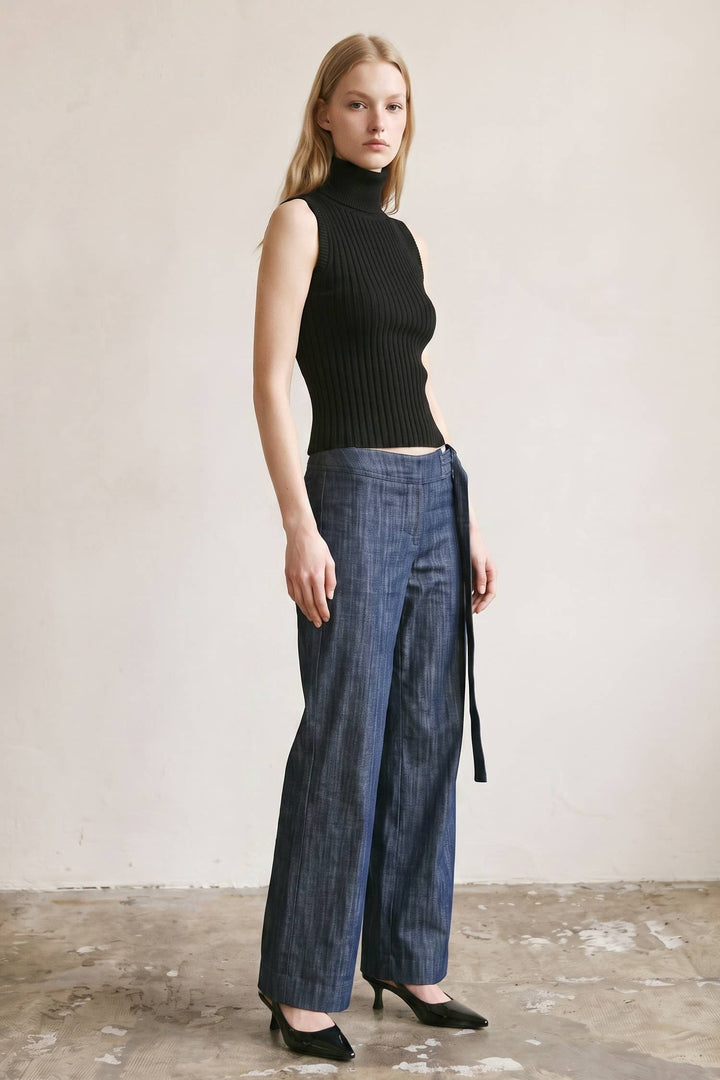Wide Leg Denim w\ Belted Waist Strap