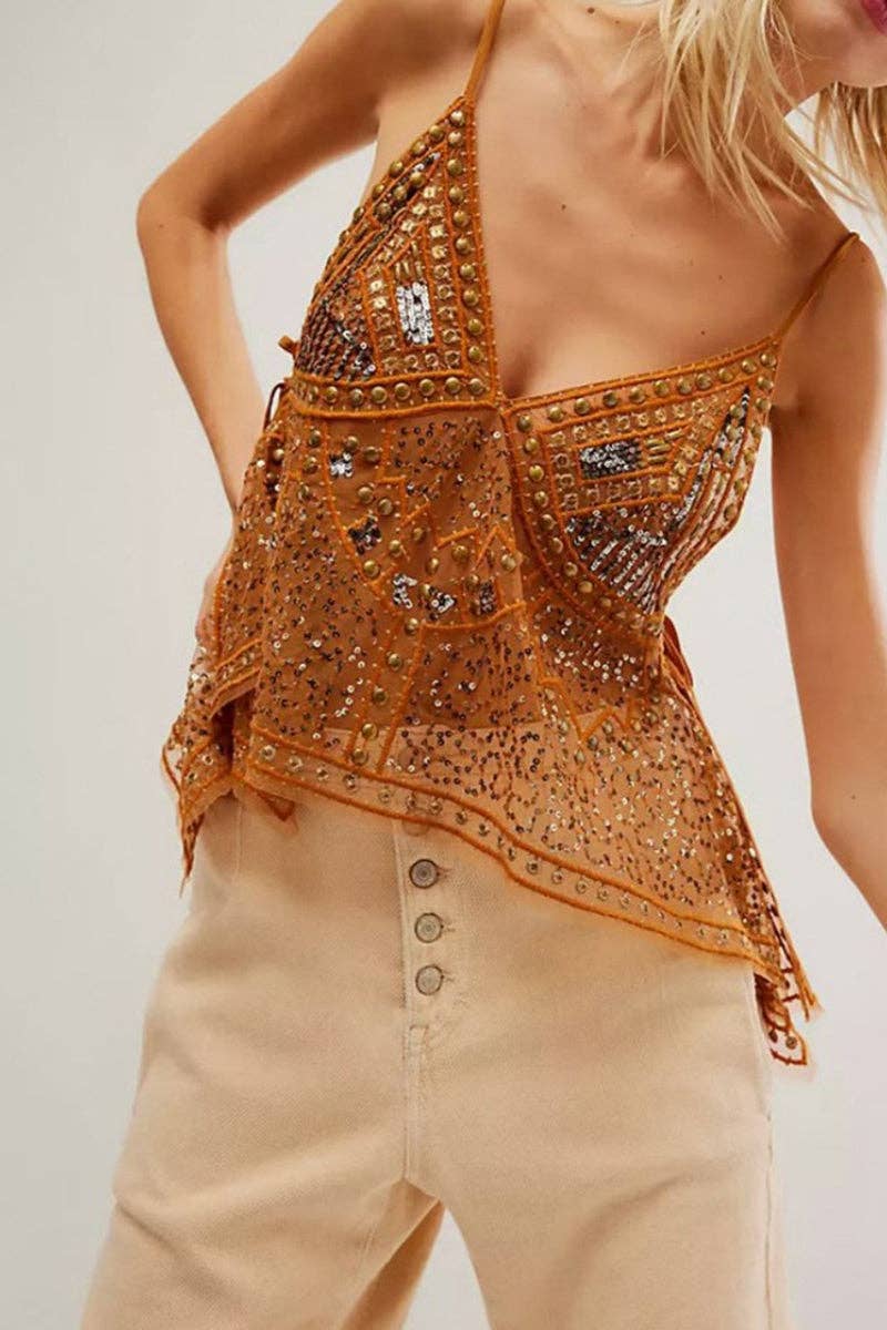 Sequin Embellished Camisole Top