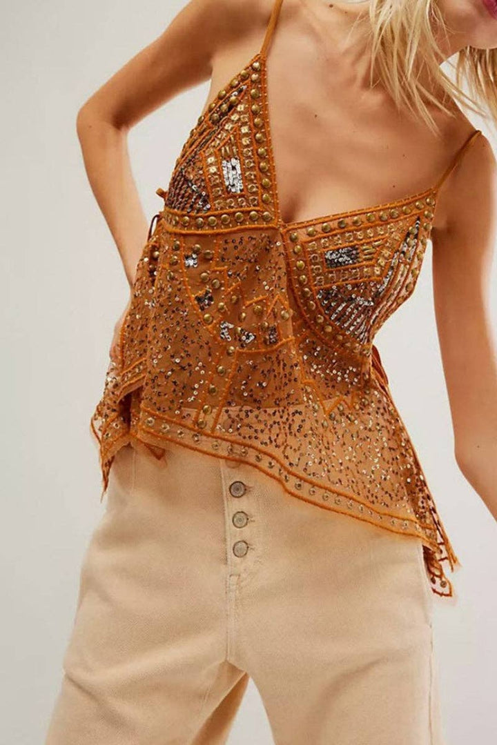Sequin Embellished Camisole Top