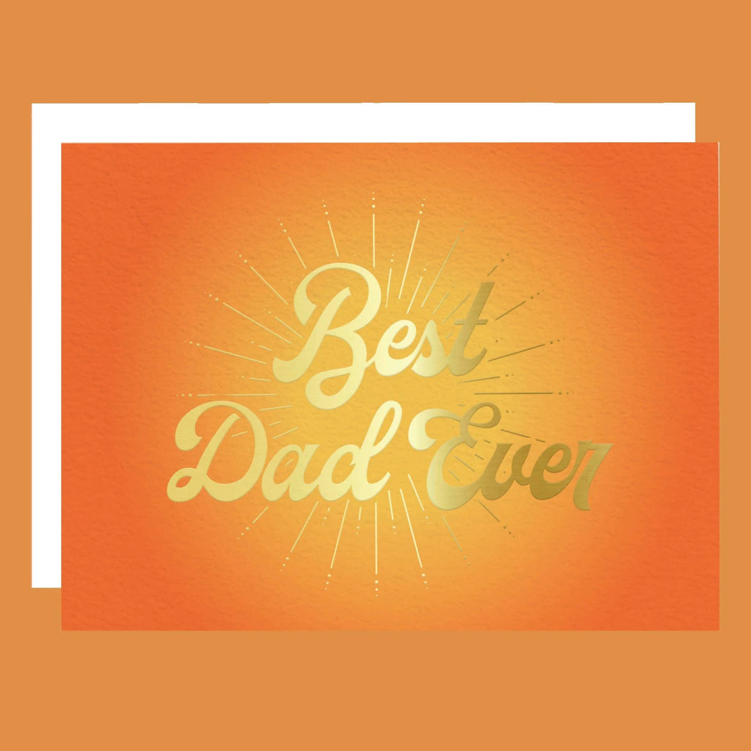 Best Dad Ever Card | Tangerine | Gold Foil