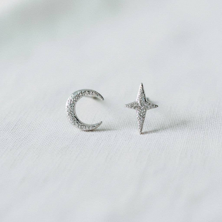 Star and Moon Stud Earrings