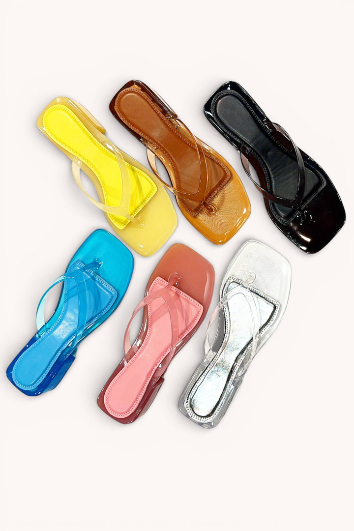 SALE JELLY BLOCK HEEL SANDALS