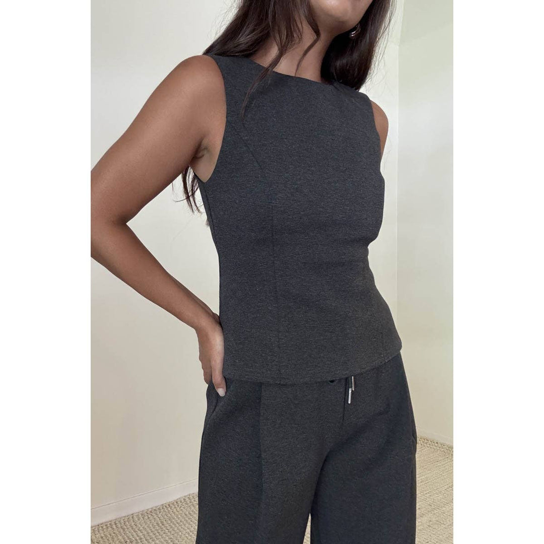 Stretch Knit Sleeveless Peplum Top