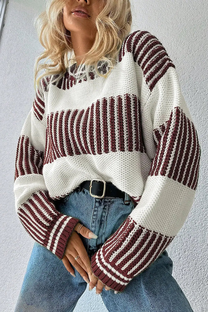Striped Cotton Blend Sweater