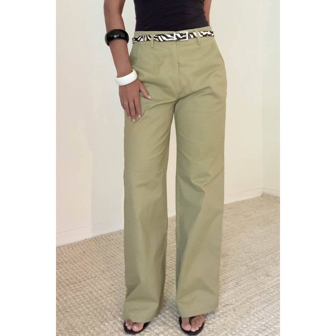 COTTON WIDE STRAIGHT LEG PANTS