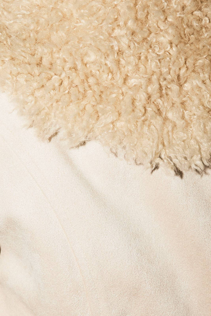 FAUX FUR TRIMMED SUEDE JACKET