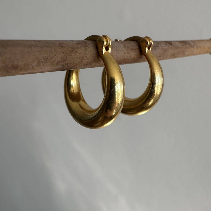 18K Gold Plate Brass Classic Hoops