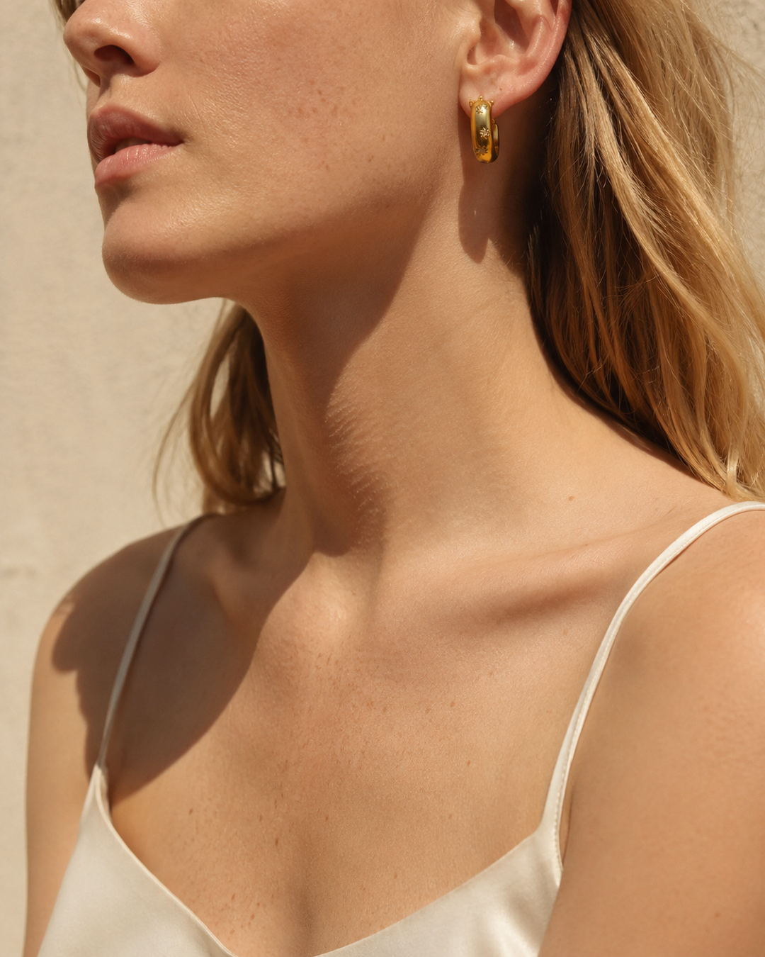 Gold Plate Modern Star Hoops