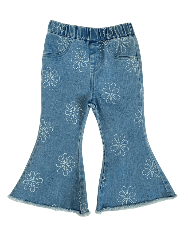 Floral Denim Bell Bottoms