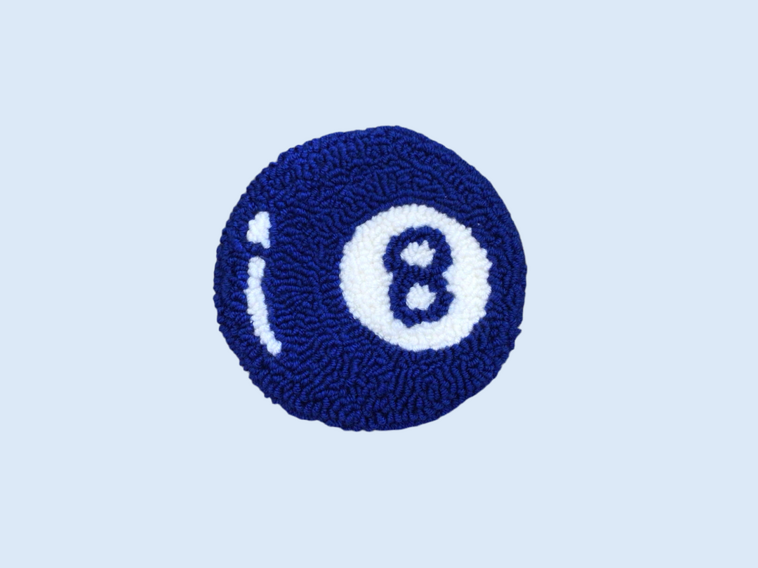 Punch needle eight ball coaster