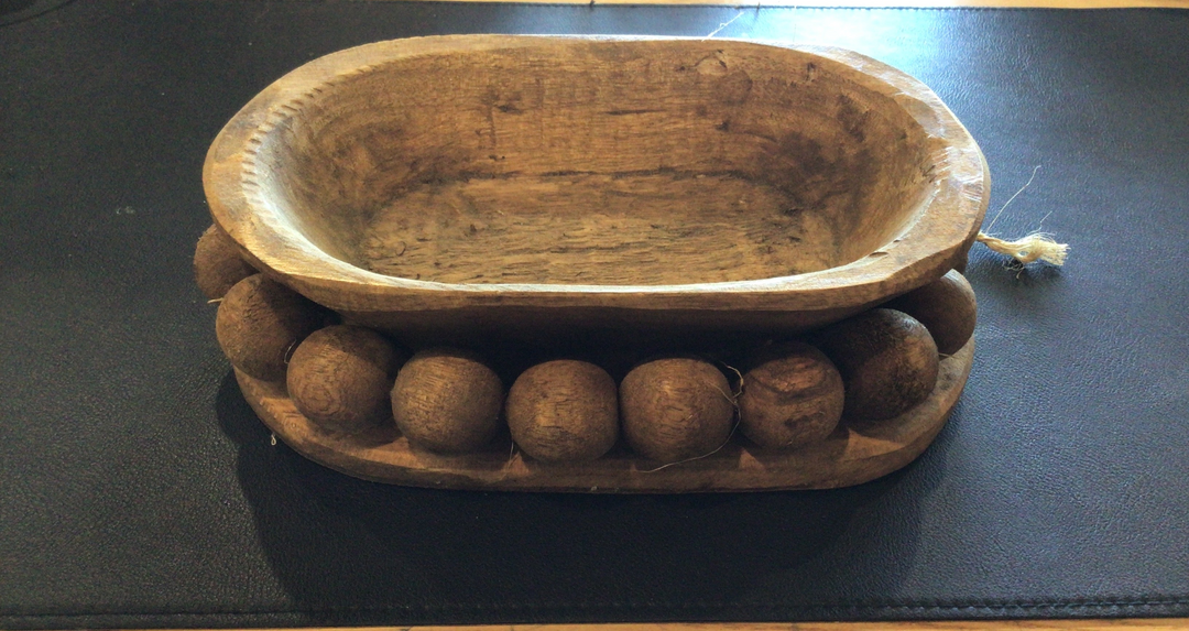 Wooden Beaded Bowl