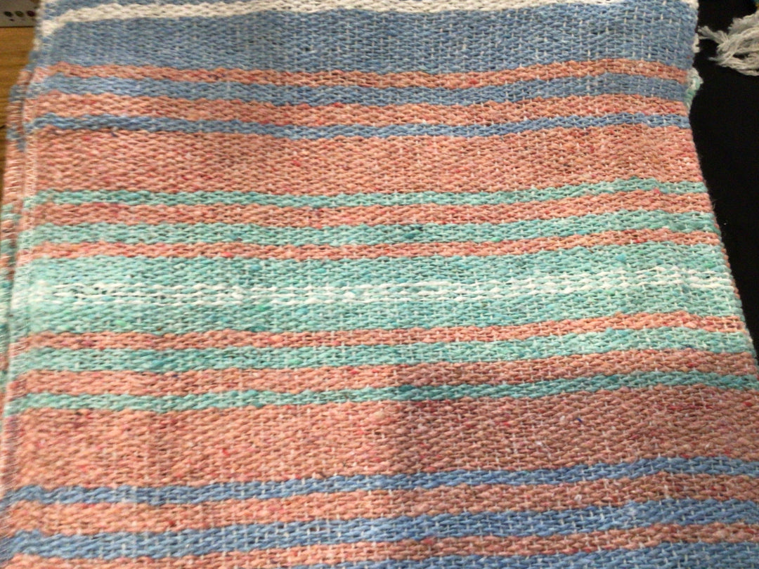 Salmon and blue Mexican Blanket