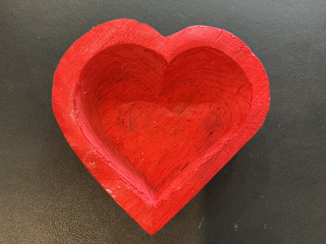 Red Wood Heart Bowl