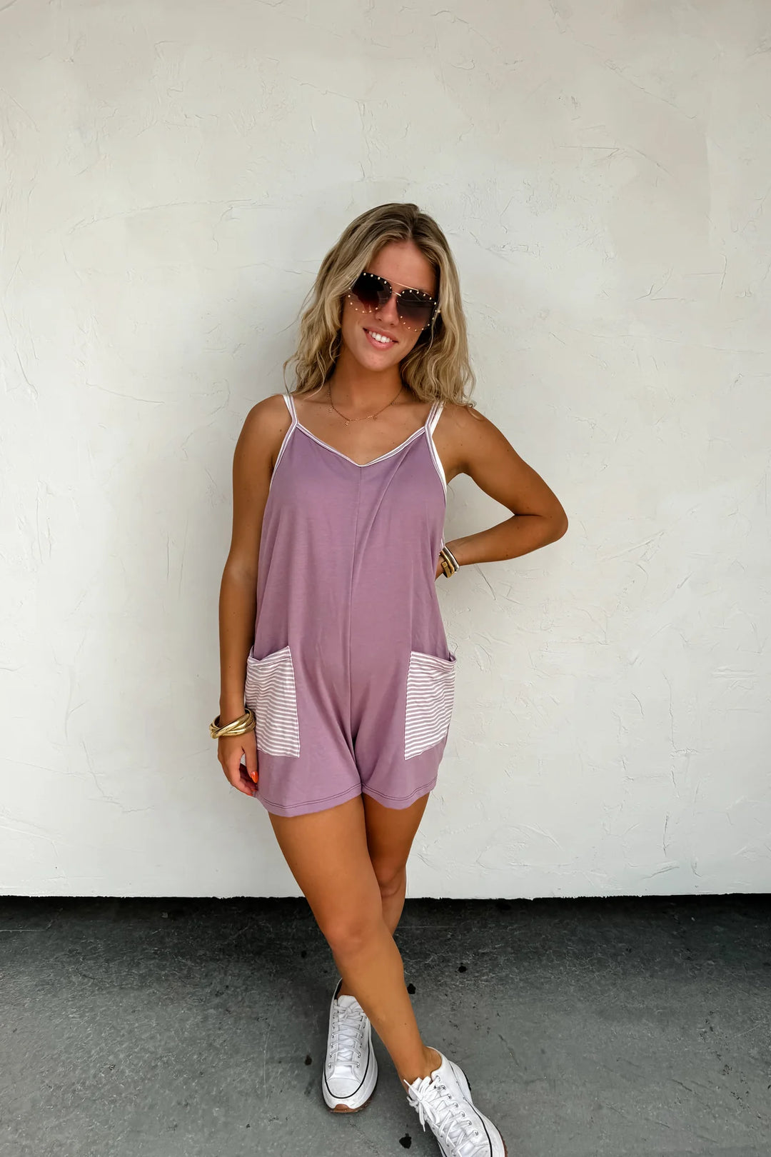 TAYLOR STRIPE POCKET ROMPER