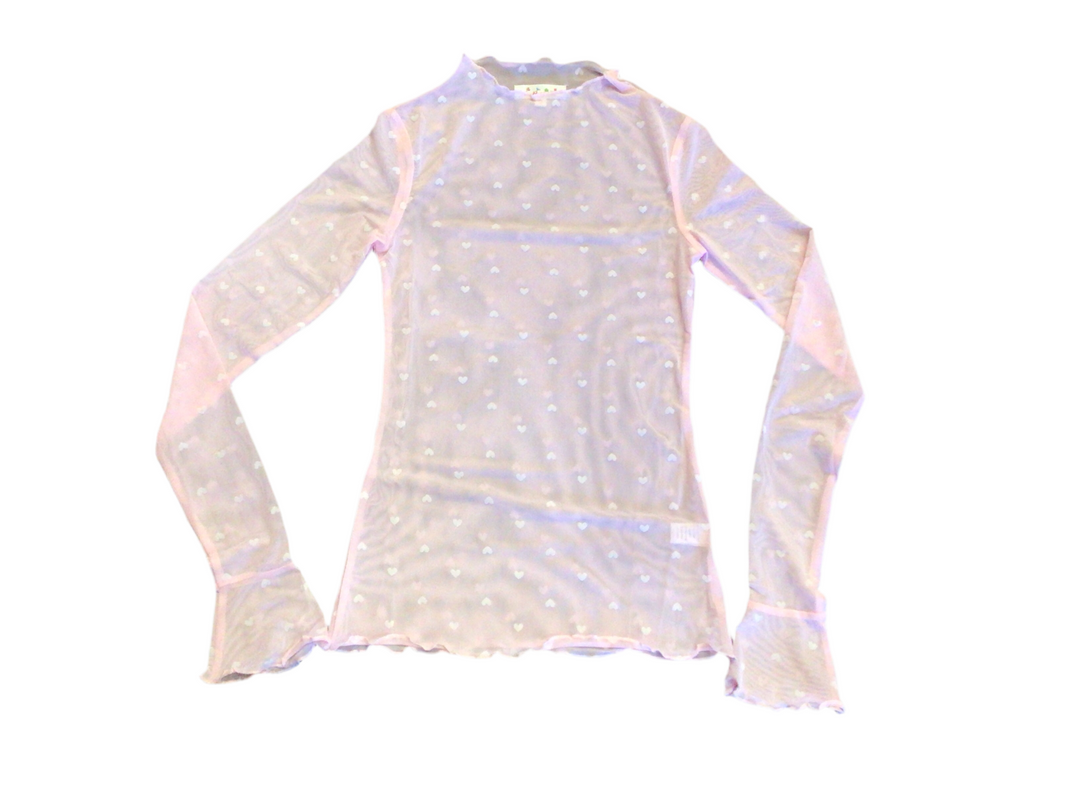 Mesh Heart Long Sleeve Top