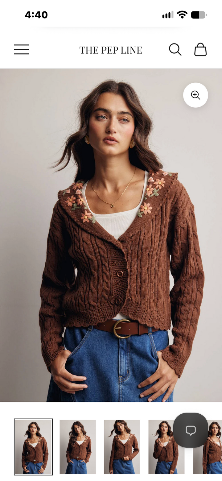 Embroidered Collar Cardigan
