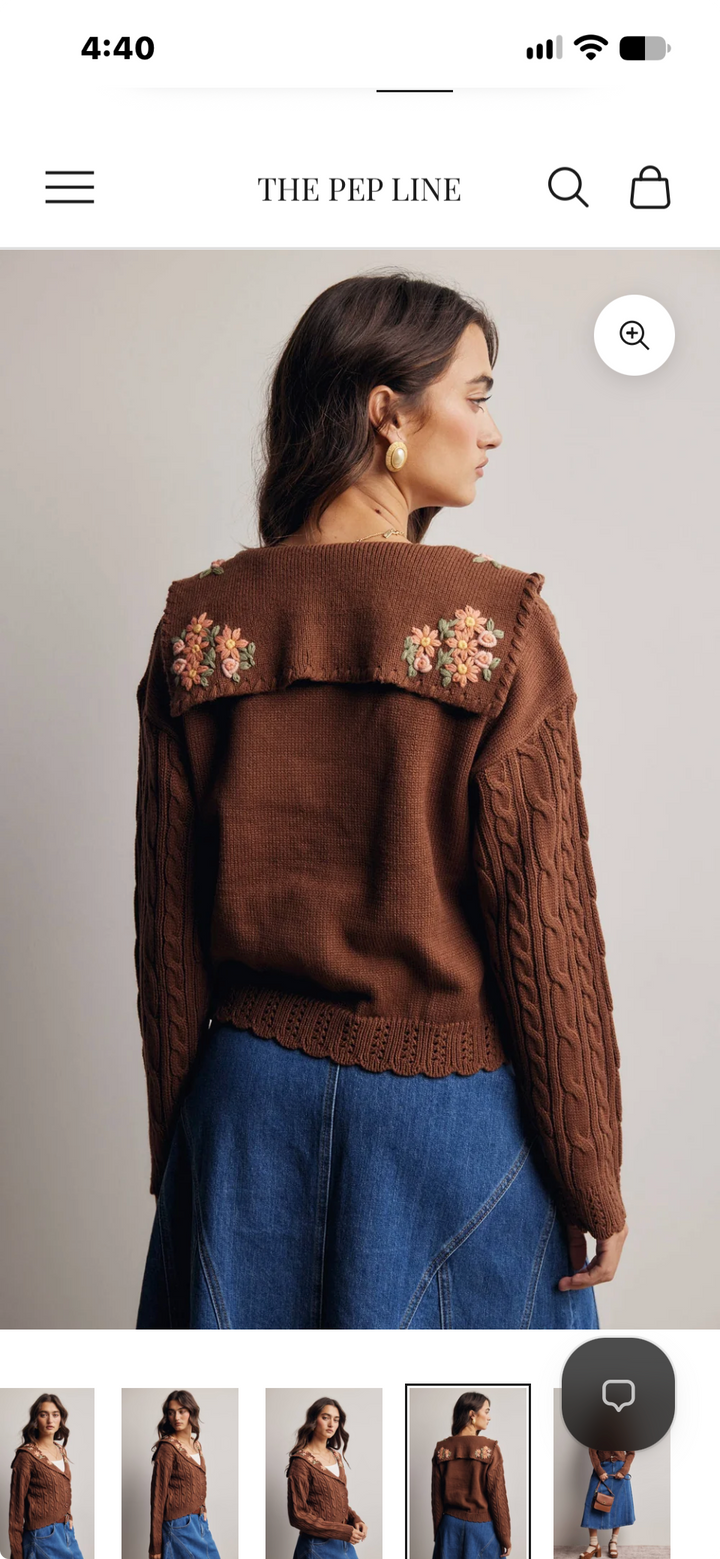 Embroidered Collar Cardigan