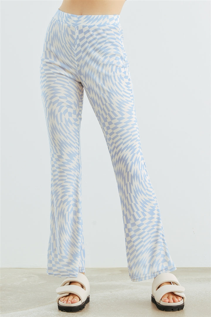 Blue and white abstract pants