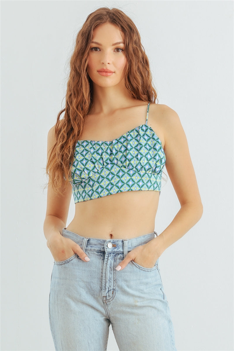 Blue and green satin tank