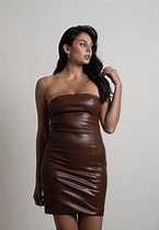 Strapless Faux Leather Mini Dress