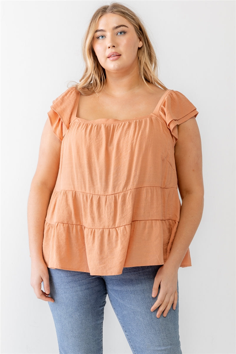 Apricot crinkled short sleeve