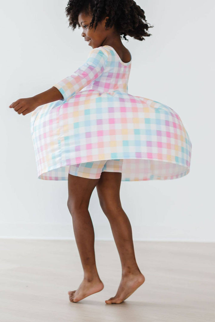 Pastel Plaid Twirl Dress