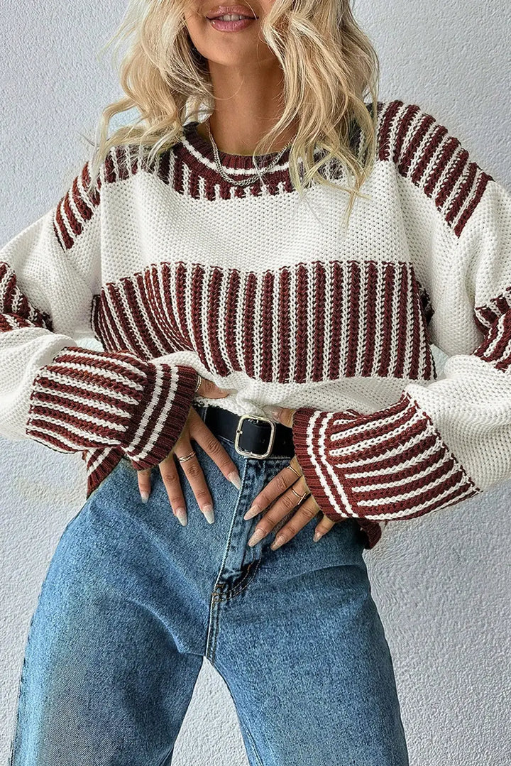 Striped Cotton Blend Sweater