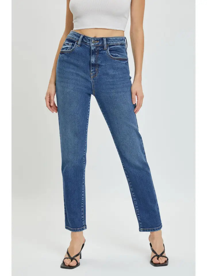 High Rise Straight Dark Wash Jean