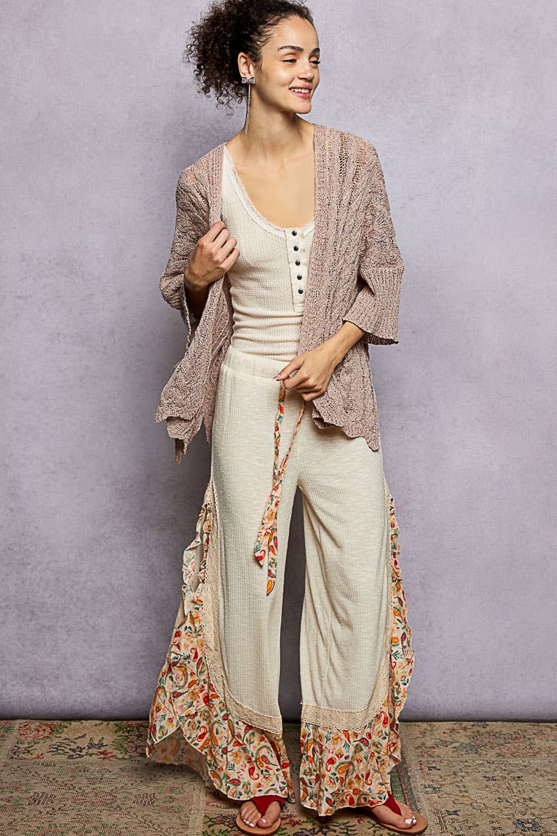 Short Sleeve Cable Sweater Cardigan