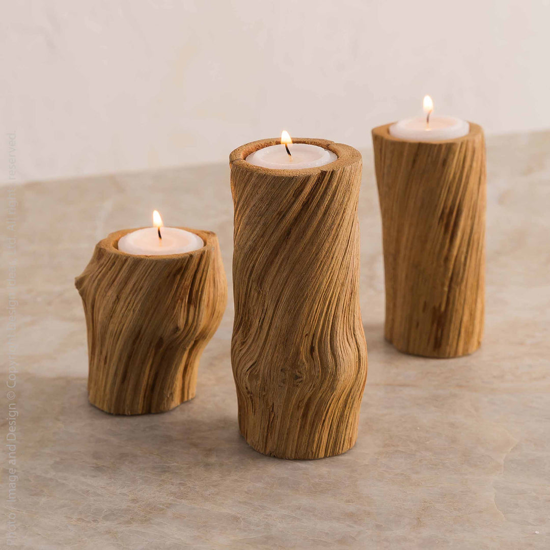 Wood candleholders (set of 3)