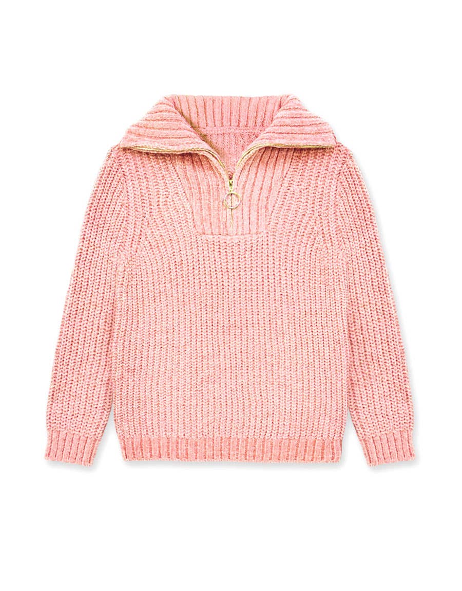 Pullover Lurex Sweater w/Zip
