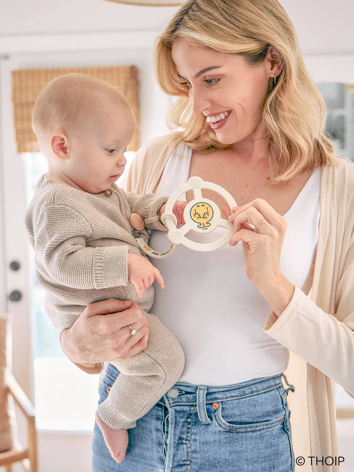 Silicone Teether Ring w Detachable Clip Mr. Happy