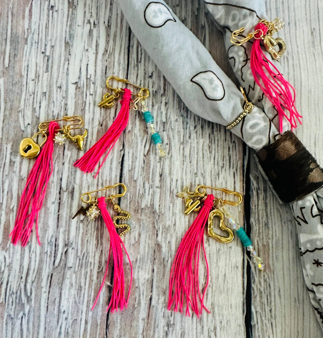 Pink & Gold Pin Bandana Charm/Hat Charm