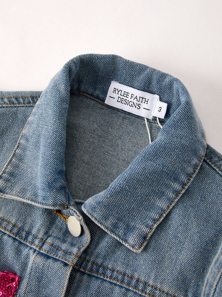 Sequined Bow Denim Jacket