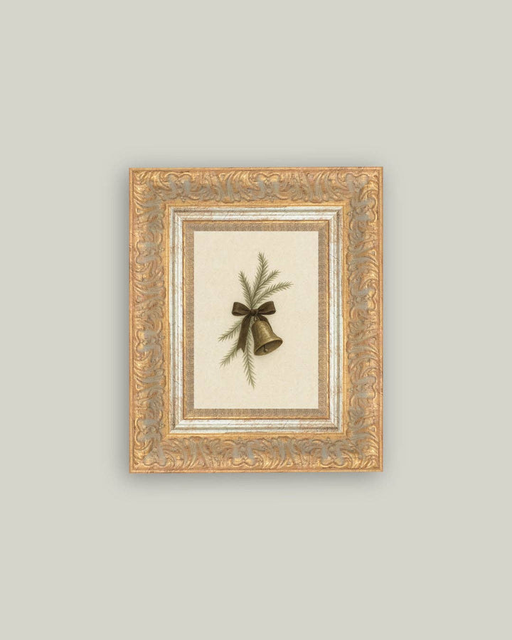 Bell with Pine Framed Antique Art