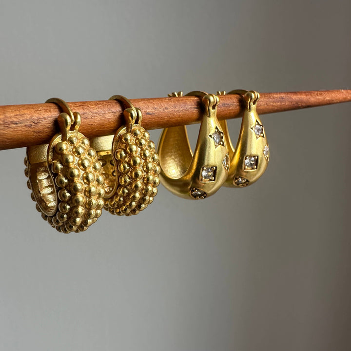 18K Gold Plate Brass City Girl Hoops