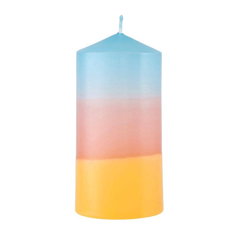 Pillar Candle-Blue/pnk/orng