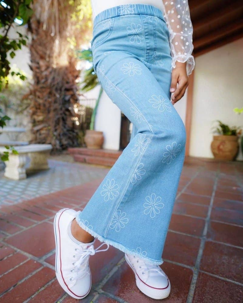 Floral Denim Bell Bottoms