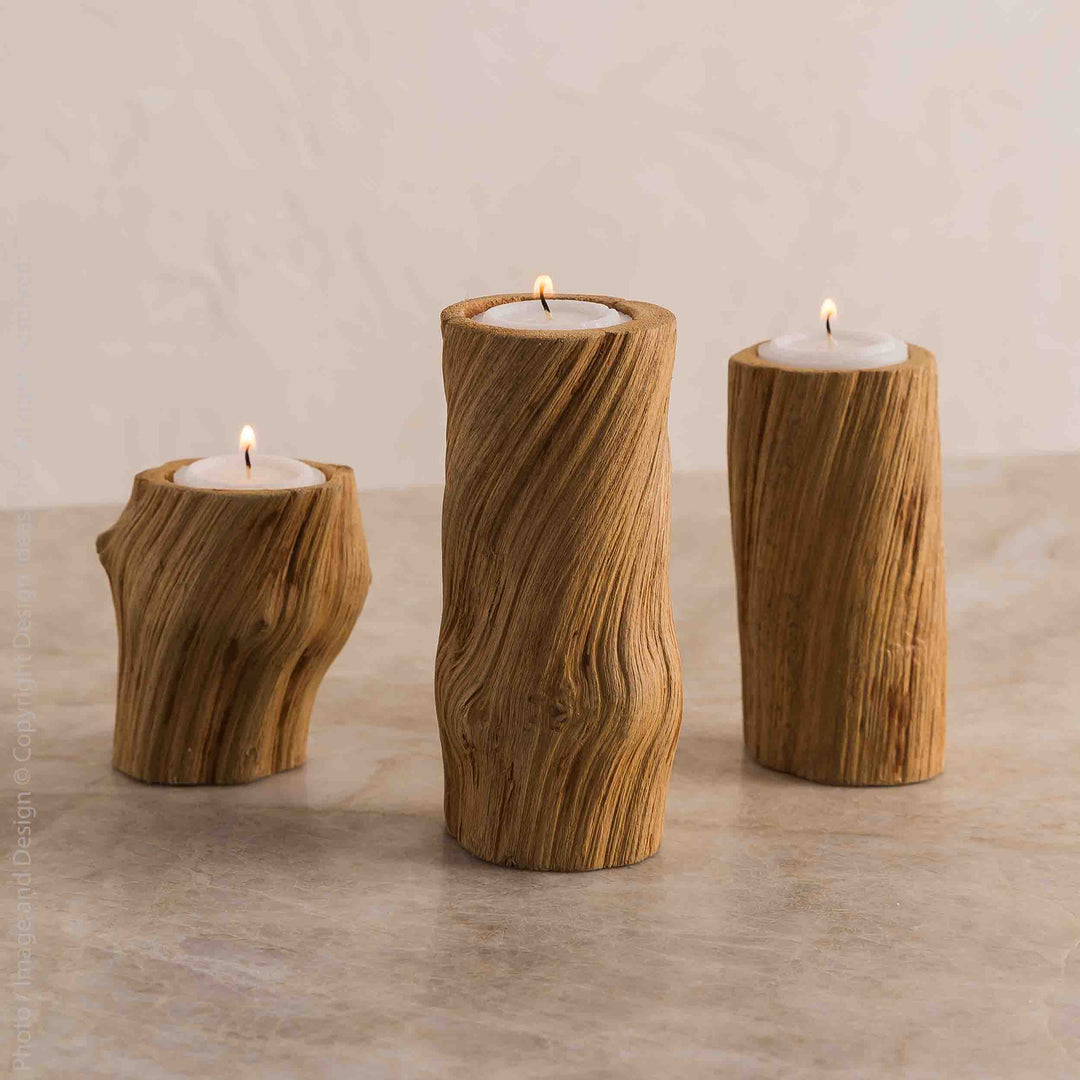 Wood candleholders (set of 3)