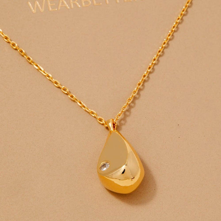 Gold Dipped Teardrop Pendant Necklace