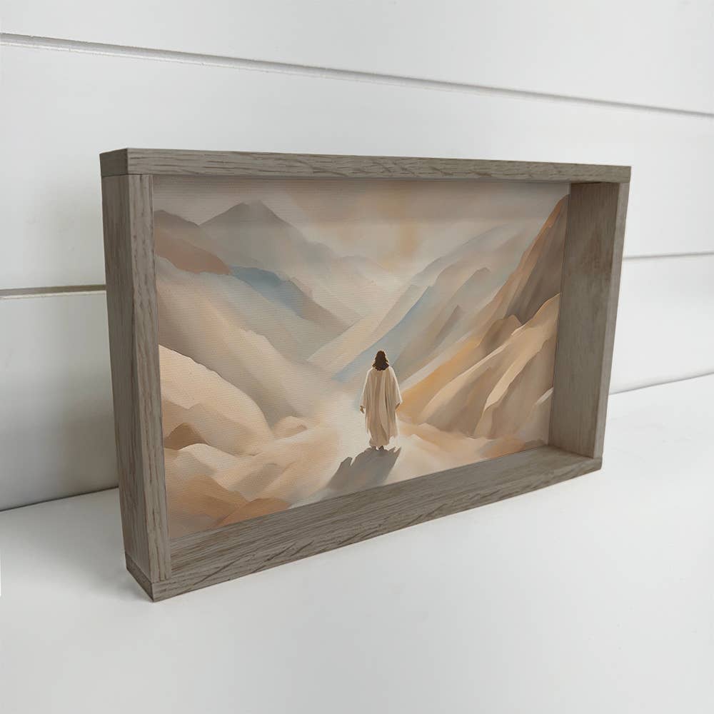 Jesus Christ in the Mountain Valley - Jesus Canvas Art  : 18x24" Large Canvas Art with Thick Wood Frame