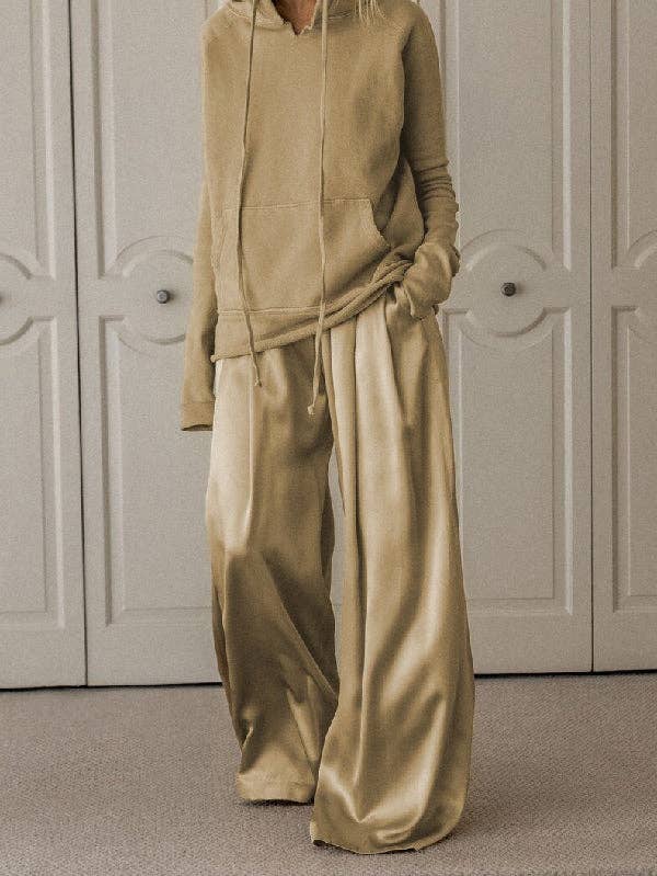Hoodies &amp; Wide Leg Pants 2 Pieces Set