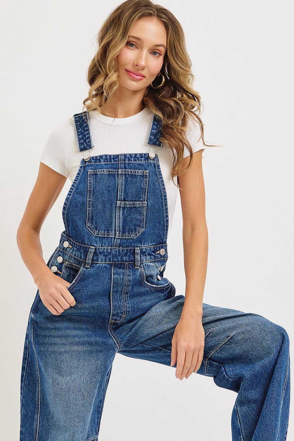 BARREL-LEG DENIM OVER-ALLS