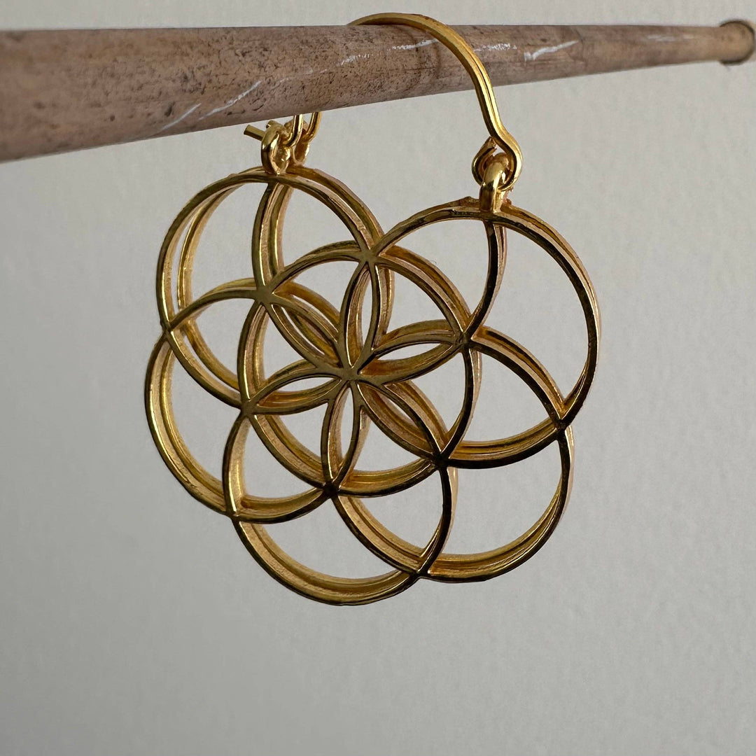 18K Gold Plate Seed of Life Earrings