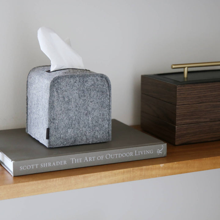 Felt Tissue Box Cover - Square: Grey / Square