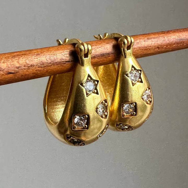 18K Gold Plate Brass City Girl Hoops