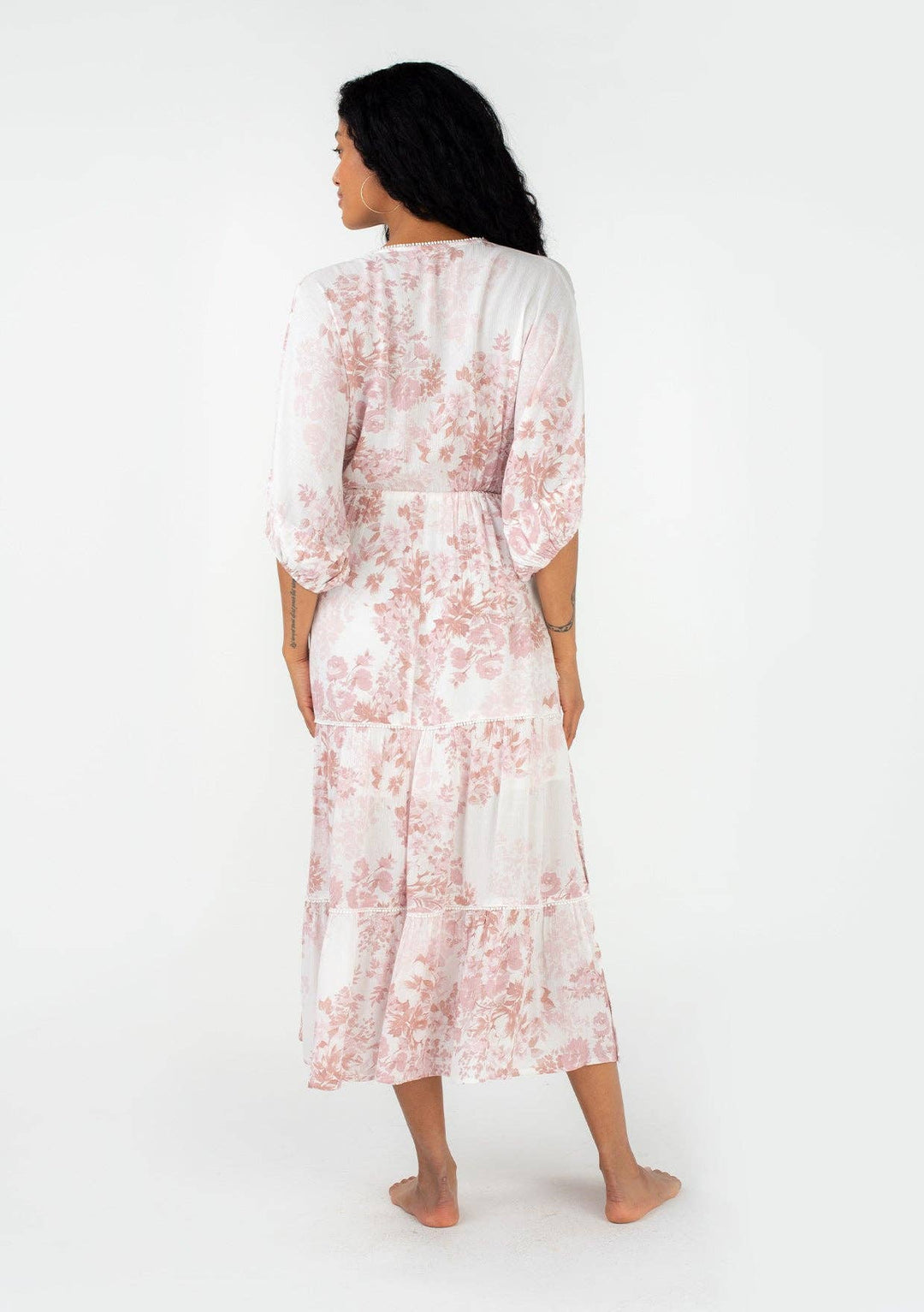 Floral Dolman Tiered Maxi Dress
