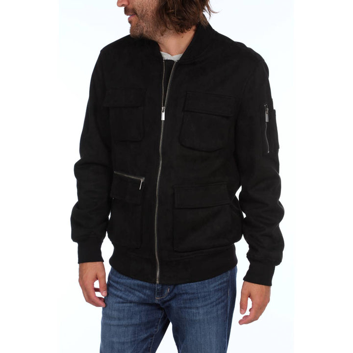 Austin Faux Suede Cargo Bomber Jacket
