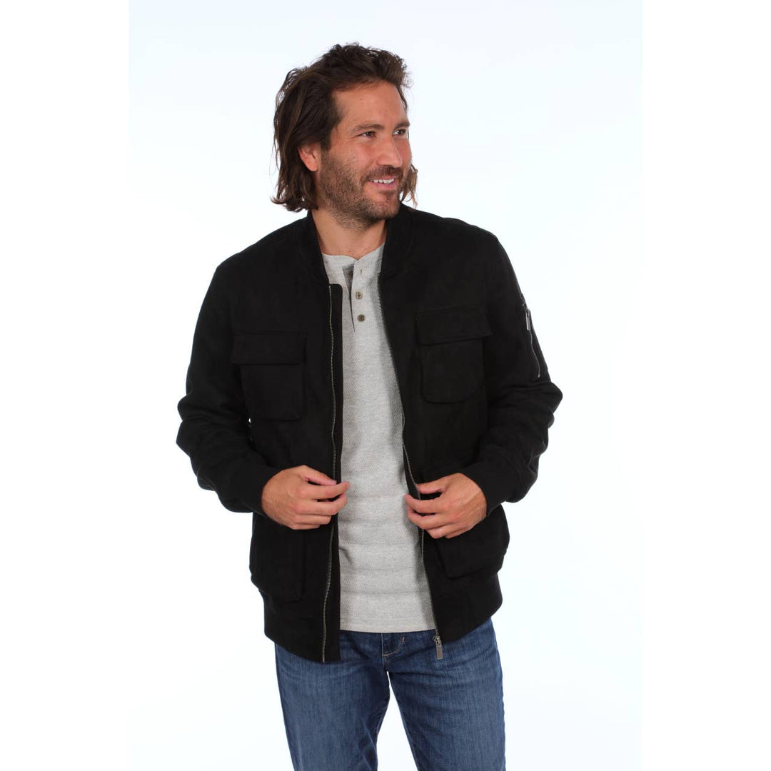 Austin Faux Suede Cargo Bomber Jacket